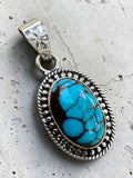 Egyptian Turquoise Solid 925 Sterling Silver Pendant