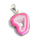 Pink Druzy Solid 925 Sterling Silver Pendant