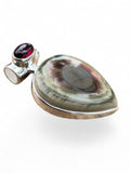 Royal Imperial Jasper & Garnet Solid 925 Sterling Silver Pendant