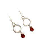 Garnet Solid 925 Sterling Silver Earrings