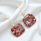 Red Moss Agate Solid 925 Sterling Silver Earrings