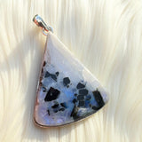 Rainbow Moonstone & Black Tourmaline Solid 925 Sterling Silver Pendant