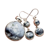 Dendritic Opal Solid 925 Sterling Silver Pendant Earrings Set
