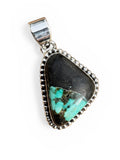 Black Jack Turquoise Solid 925 Sterling Silver Pendant