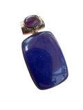 Blue Lapis & Amethyst Solid 925 Sterling Silver Pendant