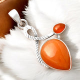 Orange Aventurine Solid 925 Sterling Silver Pendant