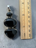 Black Onyx Silver Overlay Pendant