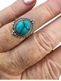 Egyptian Turquoise Solid 925 Sterling Silver Ring 6