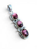 Triple Kingman Red Rose Dahlia Solid 925 Sterling Silver Pendant