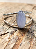 Blue Lace Agate Solid 925 Sterling Silver Cuff Bracelet
