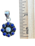 Blue Lapis & Pearl Solid 925 Sterling Silver Pendant