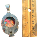 Kingman Pink Dahlia Turquoise Solid 925 Sterling Silver Pendant