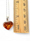Heart Baltic Amber Solid 925 Sterling Silver Necklace
