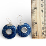 Blue Coral Solid 925 Sterling Silver Earrings