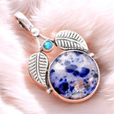 Sodalite & Fire Opal Solid 925 Sterling Silver Pendant