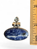 Sodalite & Blue Topaz Solid 925 Sterling Silver Pendant