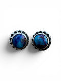 Kingman Pink Dahlia Solid 925 Sterling Silver stud Earrings