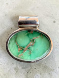 Variscite & Peridot Solid 925 Sterling Silver Pendant