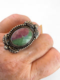 Ruby Zoisite Solid 925 Sterling Silver Ring 7