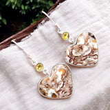HEART Rossetti Jasper & Citrine Solid 925 Sterling Silver Earrings