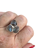 Faceted Labradorite Solid 925 Sterling Silver Ring 9