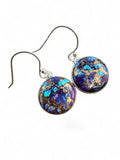 Kingman Purple Blue Turquoise Solid 925 Sterling Silver Earrings