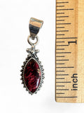Kingman Red Rose Dahlia Solid 925 Sterling Silver Pendant