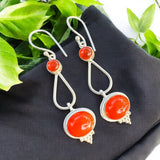 Carnelian Solid 925 Sterling Silver Earrings