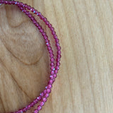 2 mm Pink Garnet Beaded Necklace