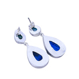 Hand-Carved Labradorite & Larimar Solid 925 Sterling Silver Earrings