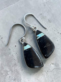 Black Jack Turquoise Solid 925 Sterling Silver Earrings