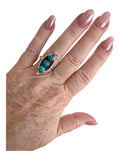 Kingman Turquoise Solid 925 Sterling Silver Ring 7