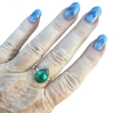 Malachite Solid 925 Sterling Silver Ring – Pear Shape 8.5