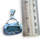Kingman Blue Copper Turquoise Solid 925 Sterling Silver Pendant
