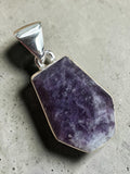 Lepidolite Solid 925 Sterling Silver Pendant