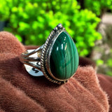 Malachite Solid 925 Sterling Silver Ring 8.5