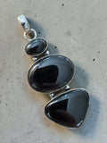 Black Onyx Silver Overlay Pendant