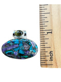 Kingman Turquoise and Charoite Solid 925 Sterling Silver Pendant