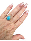 Kingman Turquoise Solid 925 Sterling Silver Ring 7.5