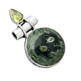 Star Galaxy & Peridot Solid 925 Sterling Silver Pendant