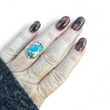 Kingman Turquoise & Spiny Oyster Solid 925 Sterling Silver Ring 5
