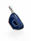 Blue Agate Druzy Solid 925 Sterling Silver Pendant