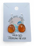 Faceted Carnelian Solid 925 Sterling Silver Earrings