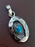 Kingman Turquoise Shadow Box Solid 925 Sterling Silver Pendant