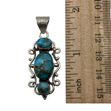Kingman Copper Turquoise Solid 925 Sterling Silver Pendant