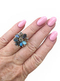 Labradorite flower Solid 925 Sterling Silver Ring 5