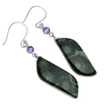 Star Galaxy & Amethyst Solid 925 Sterling Silver Earrings