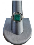 Emerald Solid 925 Sterling Silver  Ring 10