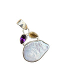 Pearl Multi-Stone Solid 925 Sterling Silver Pendant