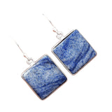 Dumortierite Blue Quartz Solid 925 Sterling Silver Earrings